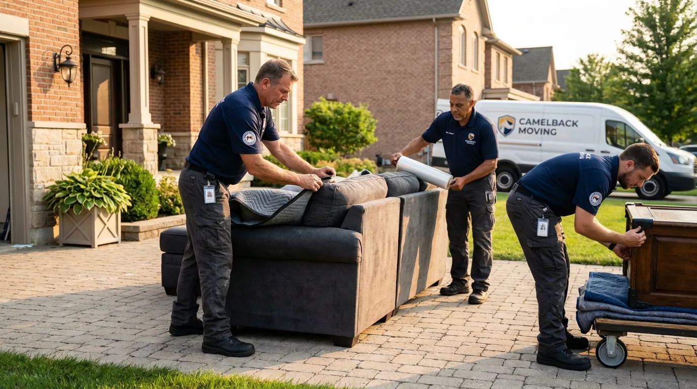 Large estate moving crew wrapping furniture in Des Allemands, LA