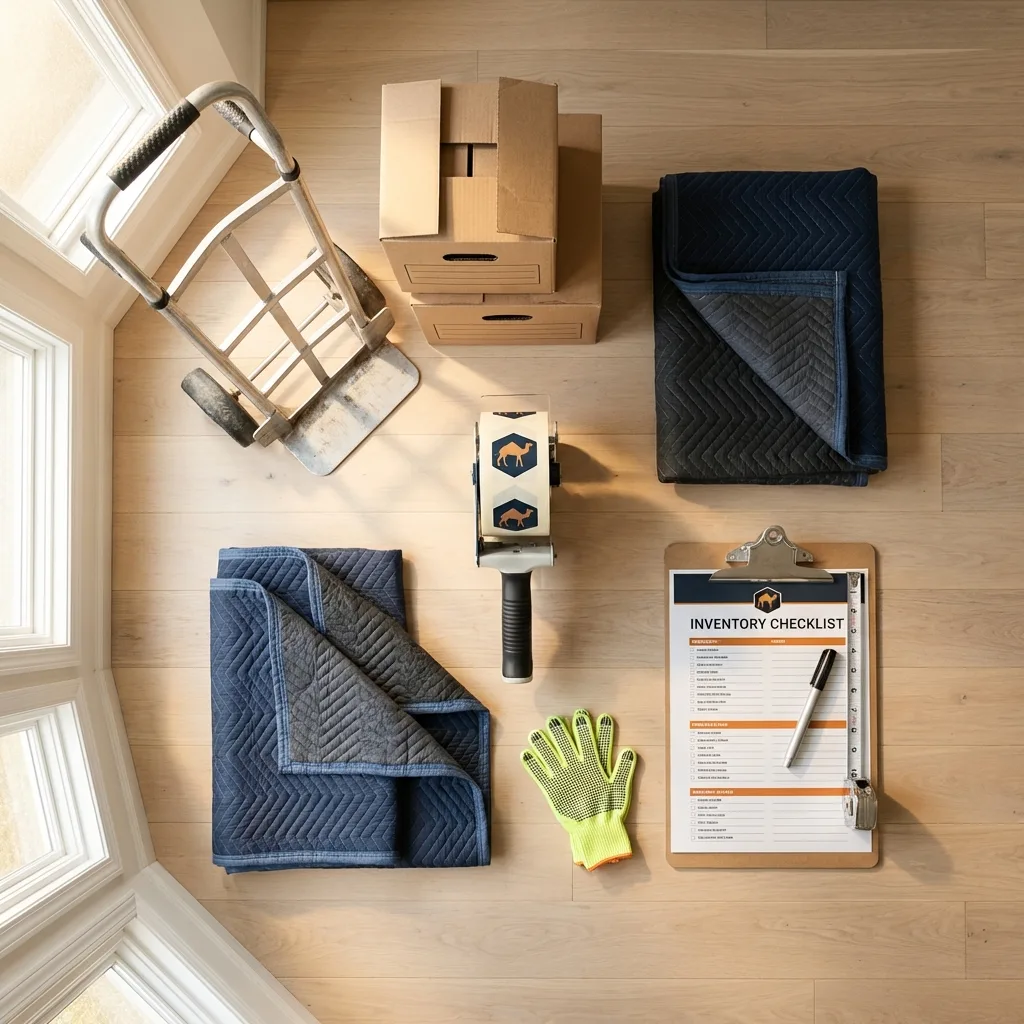 Professional moving supplies and packing materials layout for Des Allemands residential relocations